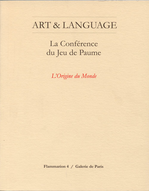 Photo de la couverture du livre d'Art & Language  "La conférence du Jeu de Paume : L'origine du Monde"